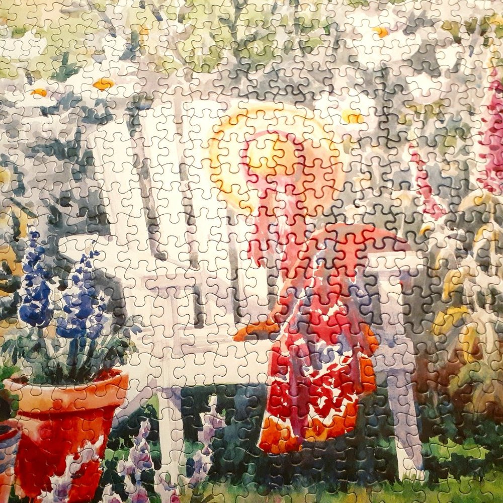 Hallmark Jigsaw Puzzle Sit a Spell Flowers Garden 500 Pieces Complete